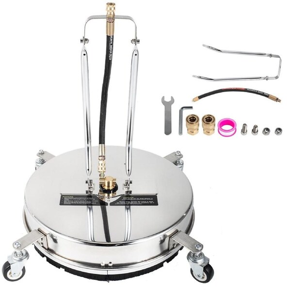 Surface Cleaner, 4000 psi Pressure Surface Cleaner, 18" Pressure Washer Surface Cleaner 1/4" QC Pressure Washing Surface Cleaner Stainless Steel Pressure Cleaner for Decks with Twin Rotary