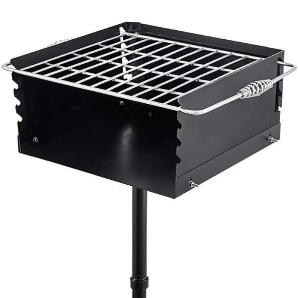 Outdoor Park Style Grill 16 x 16 Inch Park Style Charcoal Grill Carbon Steel Park Style BBQ Grill Height 50-in Adjustable Charcoal Grill with Stainless Steel Grate Outdoor Park Grill,