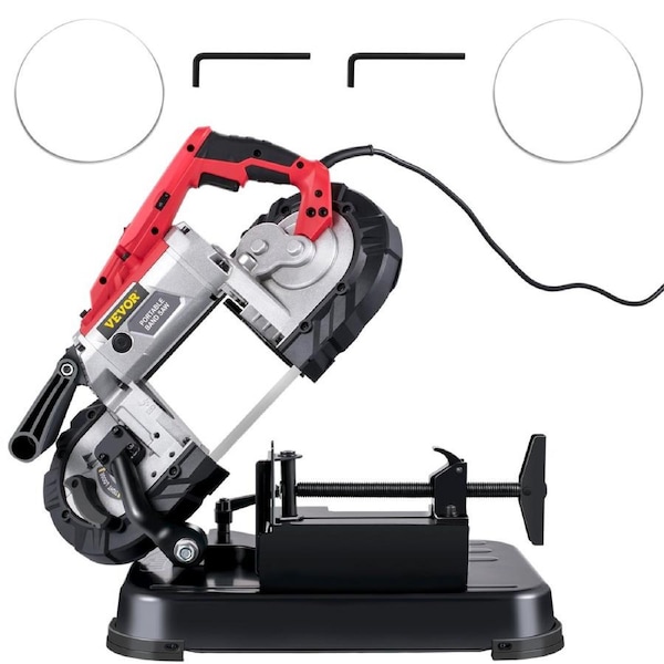 Portable Band Saw,with Removable Alloy Steel Base Cordless Band Saw,127mm Cutting Capacity Hand held Band Saw,Variable Speed Portable Bandsaw, 10Amp Motor Deep Cut Band saw for Metal