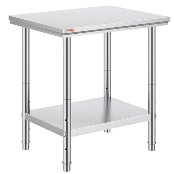 Commercial Worktable & Workstation 24 x 30 x 32 Inch Stainless Steel Work Table Heavy Duty Commercial Food Prep Work Table for Home, Kitchen, Restaurant Metal Prep Table with Adjustable