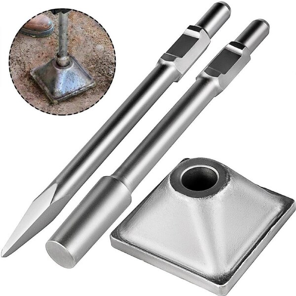 Jack Hammer 1-1/8” Tamper Shank, Dirt Tamper 6x6” Compactor Plate with Electric Chisel Dirt Compactor, Demolition Jackhammer Bits Solid Compactor Breaker Hammer Concrete Tamper Asphalt