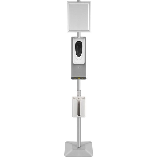 Automatic Hand Dispenser with Stand, Infrared Sensing Sanitizing Station with Signboard & Tissue Box, 1000 mL Hand Sanitizer Dispenser, 55''-63'' H Hand Sanitizer Stand for Home & Public