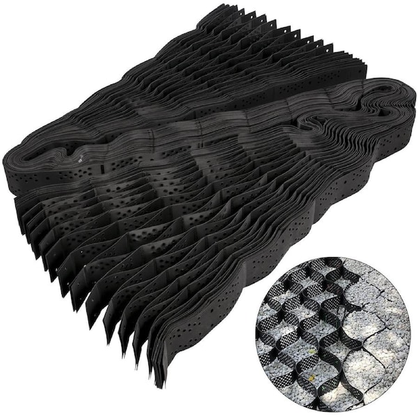 Geo Grid Ground Grid 9x17 ft, Geo Cell Grid 4 Inch Thick, Gravel Grid HDPE Material, Ground Stabilization Grid 1885 LBS Per Sq, Tensile Strength Gravel Ground Grid for Slope Driveways,