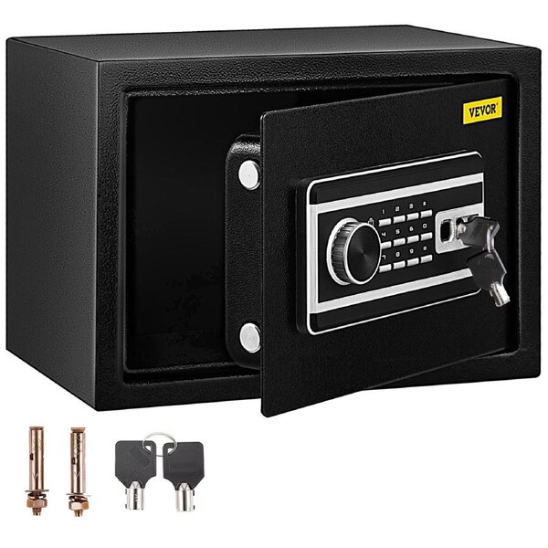 Safe Box, 0.8 CU.FT Fingerprint Safe Box for Money w/ 2 Keys & Digital Keypad, Q235 Steel Safe Box for Storing Cash, Jewelry, Pistols, Documents, Watches in Home & Office &