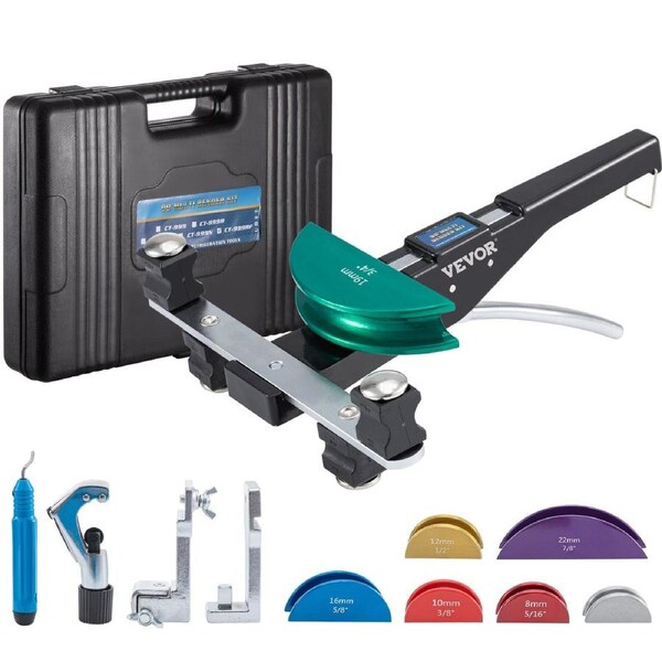 Copper Pipe Bender, 7 Colorful Dies 1/4-7/8 inch 90 Degrees Forward and Reverse Bending, 6-22 mm for Copper & Aluminum Tubes with Reverse Bend