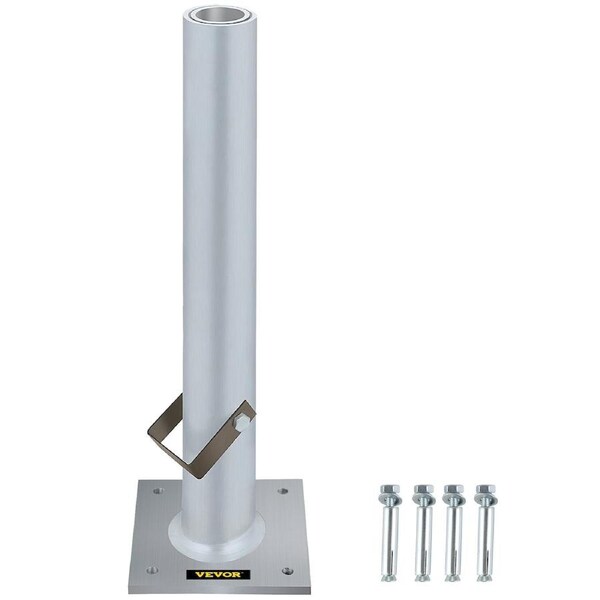 Umbrella Base, 2 in 1 Heavy Duty Umbrella Stand, Aluminum Umbrella's Holder Stand with 6" x 6" Base, Patio Umbrella Stand with 18.5" Height Pipes for 1.5"-2" Sunshade on Deck, Cement and
