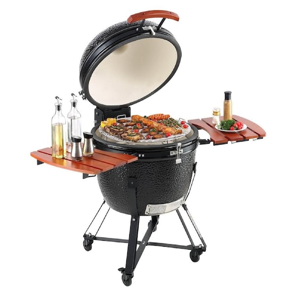 Portable Charcoal Grill, Propane Gas Grills with Cover and Cart, Heavy Duty Stainless Steel BBQ Grill, Mini Smoker for Outdoor Cooking, Barbecue Camping, Picnic, and Backyard,