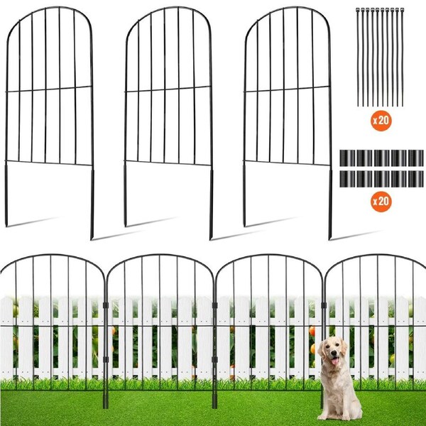 Garden Fence, No Dig Fence 61 x 33 cm Animal Barrier Fence, Underground Decorative Garden Fencing with 5.08 cm Spike Spacing, Metal Dog Fence for the Yard and Outdoor Patio, 10