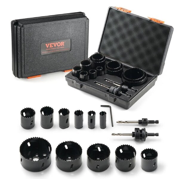 Hole Saw Kit, 11 PCS Saw Blades, 2 Drill Bits, 1 Hex Wrench, Bi Metal M42 Hole Saw Set with Carrying Case, General Purpose Size from 3/4" to 3", Ideal for Wood Board, Iron and Plastic