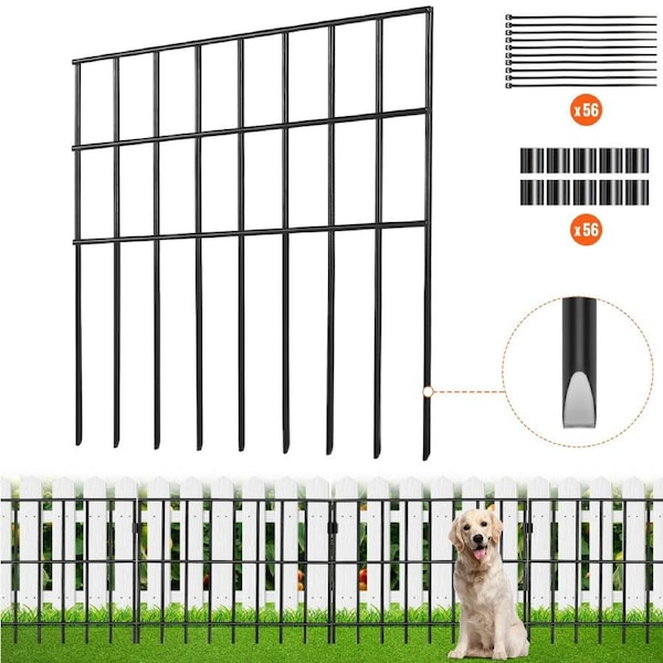 Garden Fence, No Dig Fence 44(H)x33(L)cm Animal Barrier Fence, Underground Decorative Garden Fencing with 3.81 cm Spike Spacing, Metal Dog Fence for the Yard and Outdoor Patio, 28
