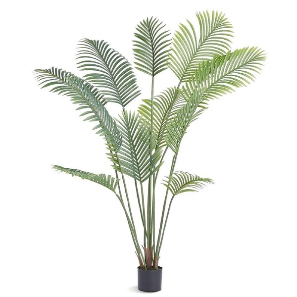 Artificial Palm Tree, 1.8mTall Faux Plant, Secure PE Material & Anti-Tip Tilt Protection Low-Maintenance Plant, Lifelike Green Fake Tree for Home Office Warehouse Decor Indoor