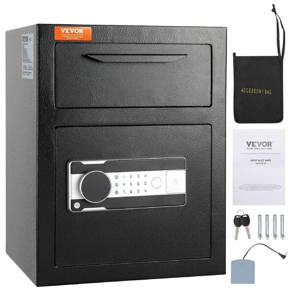 1.7 Cub Depository Safe, Deposit Safe with Drop Slot, Electronic Code Lock and 2 Emergency Keys, 17.71'' x 13.77'' x 13.77'' Business Drop Slot Safe for Cash, Mail in Home, Hotel,