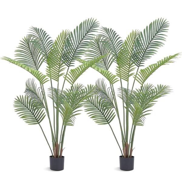 Artificial Palm Tree, 1.5m Tall Faux Plant, Secure PE Material & Anti-Tip Tilt Protection Low-Maintenance Plant, Lifelike Green Fake Tree for Home Office Warehouse Decor Indoor