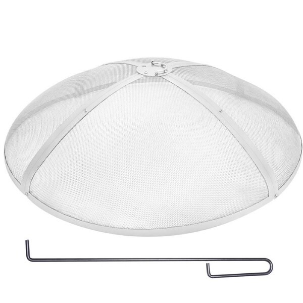 Fire Pit Spark Screen Round 36", Reinforced Heavy Duty Steel Metal Cover, Outdoor Firepit Lid, Easy-Opening Top Screen Covers Round with Ring Handle for Outdoor Patio Fire Pits