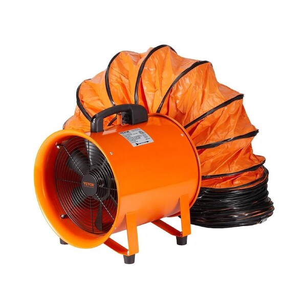 Portable Ventilator, 304.8mm/12inch Heavy Duty Cylinder Fan with 10m Duct Hose, 367W Strong Shop Exhaust Blower 2574CFM, Industrial Utility Blower for Sucking Dust, Smoke, Smoke