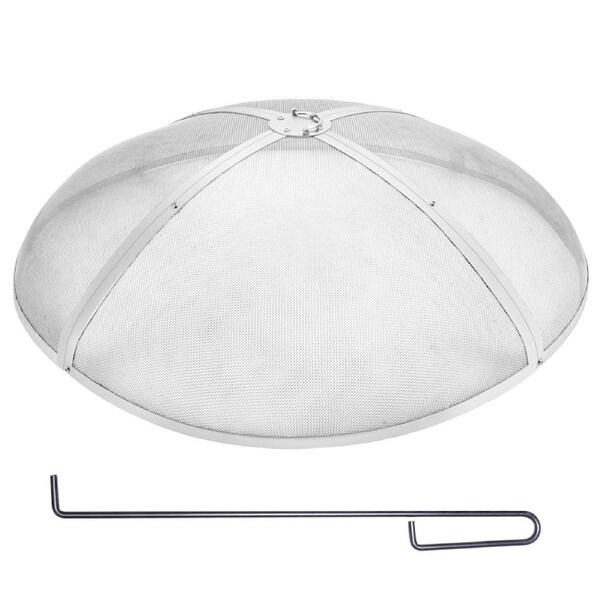 Fire Pit Spark Screen Round 40", Reinforced Heavy Duty Steel Metal Cover, Outdoor Firepit Lid, Easy-Opening Top Screen Covers Round with Ring Handle for Outdoor Patio Fire Pits