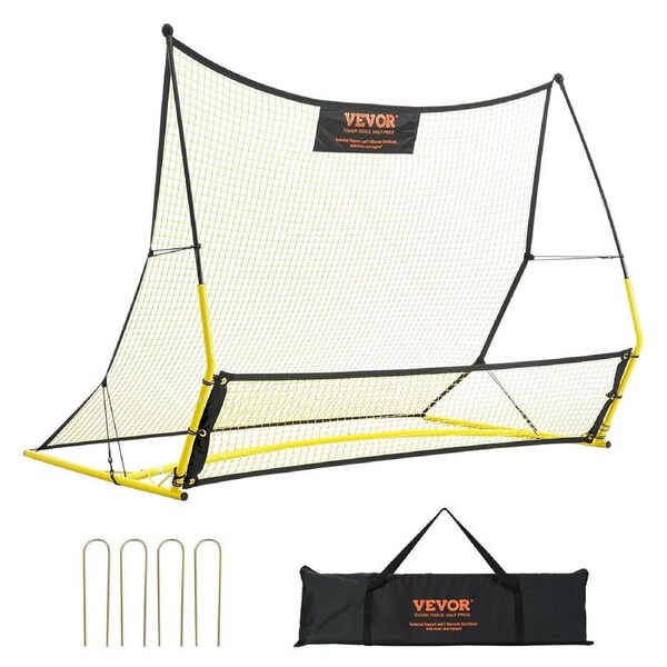Soccer Trainer, 2-IN-1 Portable Soccer Rebounder Net, Iron Soccer Practice Equipment, Sports Football Rebounder Wall with Portable Bag, Perfect for Team Solo Training, Passing,