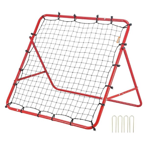 Soccer Rebounder Rebound Net, Kick-Back 100x100 cm, Portable Football Training Gifts, Fully Adjustable Angles Goal Net, Aids & Equipment for Kids Teens & All Ages, Easy Set Up & Perfect