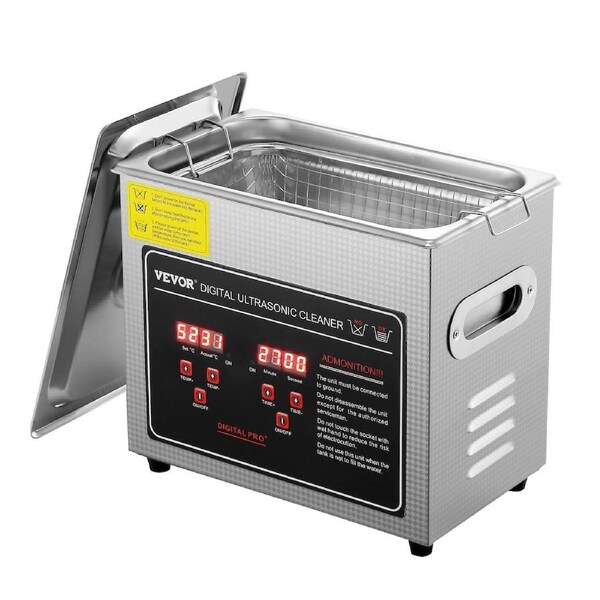 Ultrasonic Cleaner with Digital Timer & Heater, Professional Ultra Sonic Jewelry Cleaner, Stainless Steel Heated Cleaning Machine for Glasses Watch Rings Small Parts Circuit Board