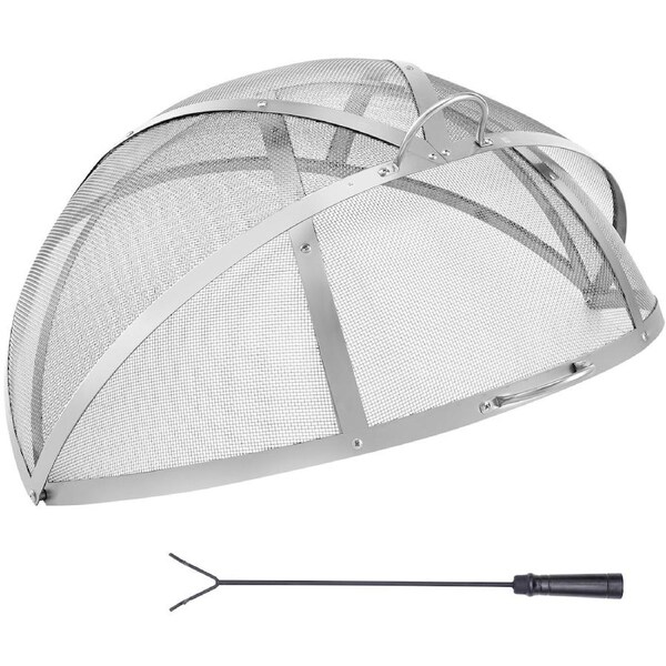Firepit Spark Screen Lid, 40" Diameter, Outdoor Firepit Ring Cover Round Accessories, Fire Pit Metal Cover, Easy-Opening Stainless Steel Fire Ring Covers for Outdoor Patio Fire Pits