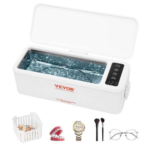 Jewelry Cleaner Ultrasonic Machine, Ultrasonic Cleaner Machine 16oz (470ml) with 4 Timer Modes, Portable ultrasonic jewelry cleaner with Cleaning Basket for Eyeglasses, Watches, Dentures,