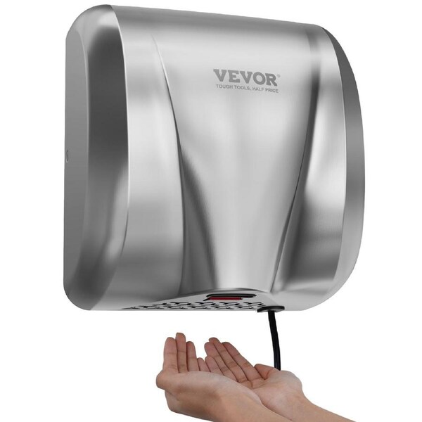 Heavy Duty Commercial Hand Dryer, 1800W Automatic High Speed Stainless Steel Warm Wind Hand Blower, 220V-240V Plug In/Hardwired Two Power Options, Compliant for Industry Business