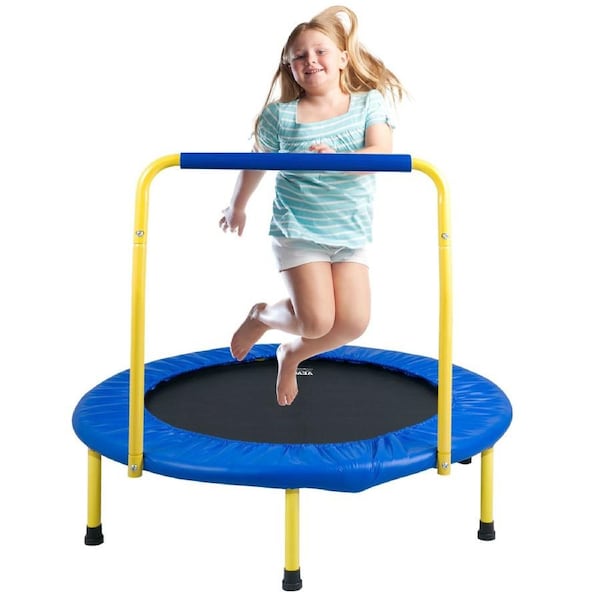 3FT Trampoline for Kids, 92 cm Trampolines Indoor/Outdoor Trampoline for Toddlers, Foldable Mini Baby Trampoline with Foam Handle, Recreational Trampoline Birthday Gift for 3+ Years