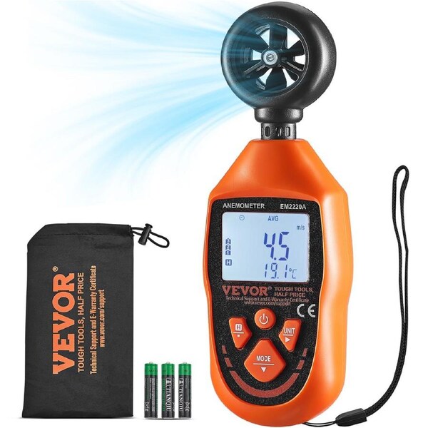 Handheld Anemometer, -10? to 45?, Digital Wind Speed Meter Gauge with LED Backlight Screen, Measures Wind Velocity Wind Temperature Air Flow Wind Chill, for Sailing Surfing Drone Flying