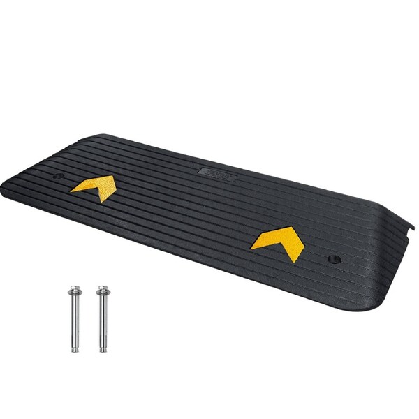 Rubber Threshold Ramp, 5 cm Rise Threshold Ramp Doorway, Recycled Rubber Power Threshold Ramp Rated 15 tons Load Capacity, Non-Slip Surface Rubber Solid Threshold Ramp for Wheelchair and