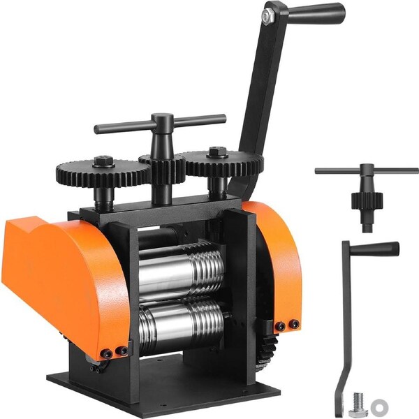 Rolling Mill, 1.77"/45 mm Jewelry Rolling Mill Machine, 1: 2.4 Gear Ratio, 3-in-1 Multi-function Rolling Mill, 0-6 mm Press Thickness for Metal Jewelry Making Sheet Square Wire