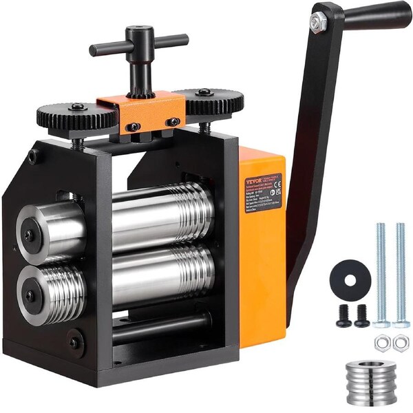 Rolling Mill, 2.95"/75 mm Jewelry Rolling Mill Machine, 1: 2 Gear Ratio, 3-in-1 Multi-function Rolling Mill, 0.03-6.5mm Press Thickness for Metal Jewelry Making Sheet Square Wire