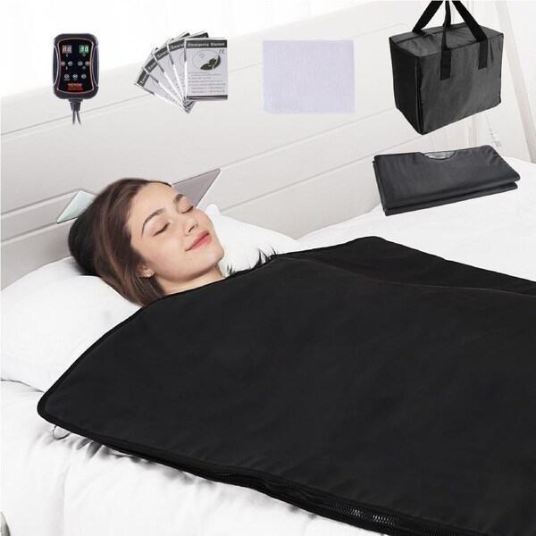 Sauna Blanket for Detoxification, Portable Far Infrared Sauna for Home Relaxation, 1-6 Level Adjustable Temprature Rannge 35-85°C, 1-60 Minutes