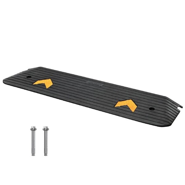 Upgraded Rubber Threshold Ramp, 2.5 cm Rise Wheelchair Ramp Doorway, Natural Curb Ramp Rated 15 tons Load Capacity, Non-Slip Textured Surface Rubber Curb Ramp for Wheelchair and