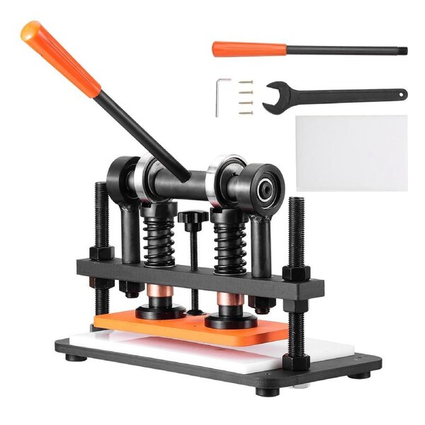 Leather Cutting Machine, 10.2 x 4.7 in Embossing Plate Manual Die Cutter, 0.47 in Pressure Stroke Leather Embossing Machine, Dual Guide Shafts Die Cut Machine for Various of