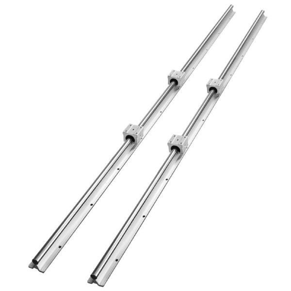 Linear Guide Rail Set, SBR20 1500mm, 2 PCS 59 in/1500 mm SBR20 Guide Rails and 4 PCS SBR20UU Slide Blocks, Linear Rails and Bearings Kit for Automated Machines DIY Project CNC Router