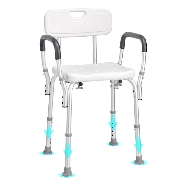 Shower Chair, Shower Seat with Back, Adjustable Height Shower Stool, Shower Chair for Inside Shower Bathtub, Non-slip Bathroom Bench Bath Chair for Elderly Disabled Handicap, 158.8 kg