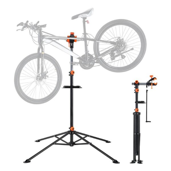 Bike Repair Stand, 36.3 kg Heavy-duty Steel Bicycle Repair Stand, Adjustable Height Bike Maintenance Workstand with Magnetic Tool Tray Telescopic Arm, Foldable Bike Work Stand for Home,