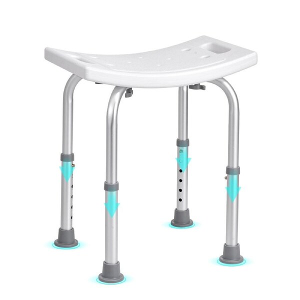 Shower Chair, Adjustable Height Shower Stool with Built-in Handles, Shower Seat for Inside Shower or Tub, Non-Slip Bench Bathtub Stool Seat for Elderly Disabled Handicap, 158.8 kg