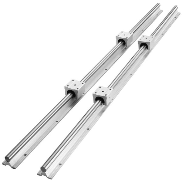 Linear Guide Rail Set, SBR16 1000mm, 2 PCS 39.4 in/1000 mm SBR16 Guide Rails and 4 PCS SBR16UU Slide Blocks, Linear Rails and Bearings Kit for Automated Machines DIY Project CNC Router