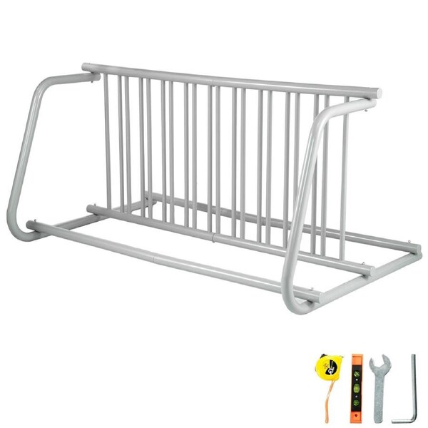 10 Holders Floor Bike Rack, 59" Length All-Steel Grid Bike Rack, 10-Bike Capacity Dual-Side Storage Stand for Garages Streets Yards Bike Events