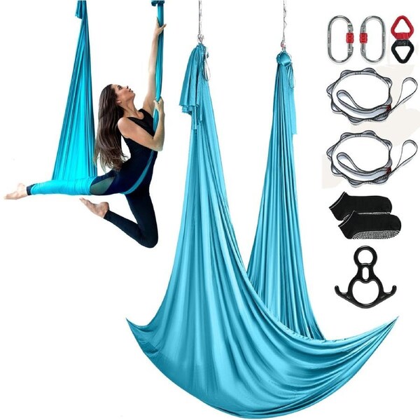 Aerial Silk & Yoga Swing, 10 m Length, Aerial Yoga Hammock Kit with 100gsm Nylon Fabric, Full Rigging Hardware & Easy Set-up Guide, Antigravity Flying for All Levels Fitness Bodybuilding,