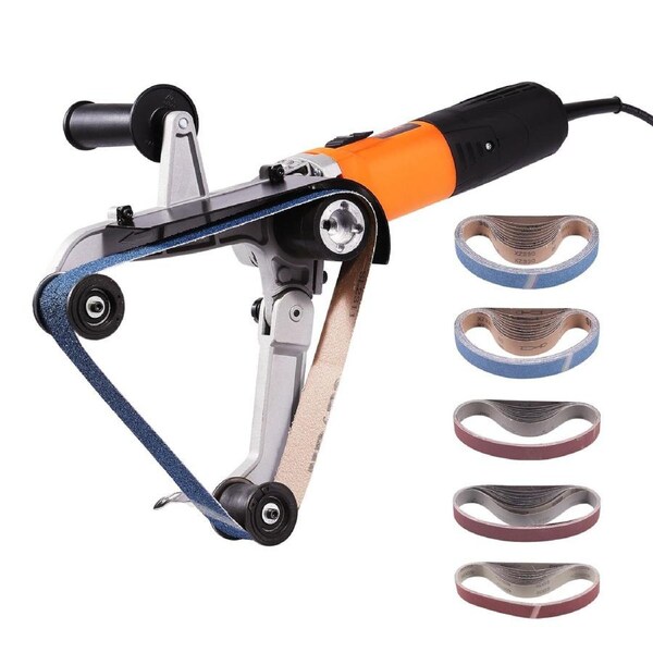 Pipe Tube Polisher Sander, 1300W Pipe Belt Sander with 6 Variable Speeds 1100-3200rpm, Professional Belt Sander Grinding Machine with 50PCS Sanding Belts for Burnishing Finishing Rust