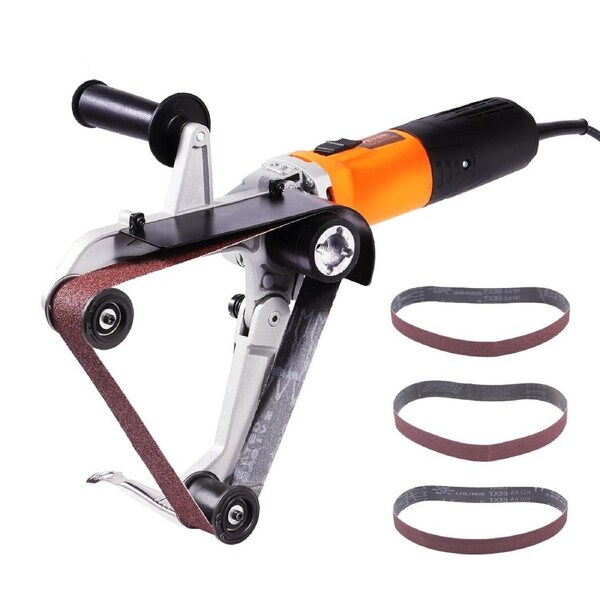Pipe Tube Polisher Sander, 1300W Pipe Belt Sander with 6 Variable Speeds 1100-3200rpm, Professional Belt Sander Grinding Machine with 3PCS Sanding Belts for Burnishing Finishing Rust