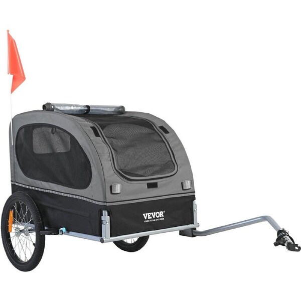 Dog Bike Trailer, Supports up to 40 kg, Pet Cart Bicycle Carrier, Easy Folding Frame with Quick Release Wheels, Universal Bicycle Coupler, Reflectors, Flag, Collapsible to Store,
