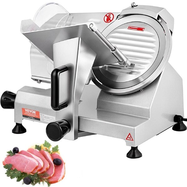Commercial Meat Slicer, 200W Electric Deli Food Slicer, 350-400RPM Meat Slicer with 8" Carbon Steel Blade, 0 - 0.47 inch Adjustable Thickness Electric Meat Slicer for Home and Commercial