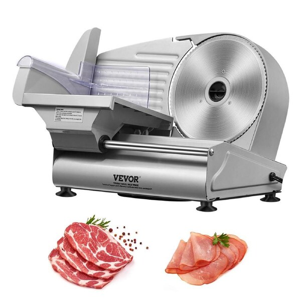 Meat Slicer, 180W Electric Deli Food Slicer with 7.5" SUS420 Stainless Steel Blade and Blade Guard, 0 - 0.6 inch Adjustable Thickness for Home Use, Easy to Clean, Cut Meat, Bread, Ham and