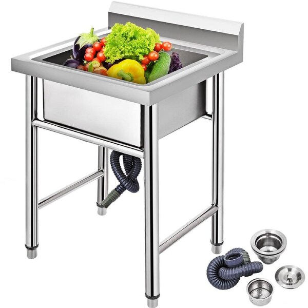 Handmade Sink Non-magnetic Stainless Steel Kitchen Sink Hand Made 1 Compartment 44.4 x 41.9 x 25.4 cm Capacity Huge Tub Sink for Farmhouse Cafe Shop