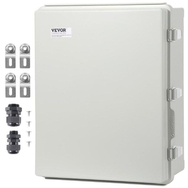 Outdoor Electrical Junction Box, 350 x 250 x 150 mm, ABS Plastic Electrical Enclosure Box with Hinged Cover Stainless Steel Latch, IP67 Dustproof Waterproof for Outdoor Electrical Projects, 14 x 10