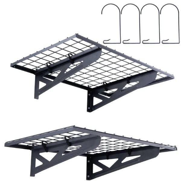 Garage Storage Shelving, 2 Pack, 91.5 x 61 cm Heavy Duty Garage Shelves Wall Mounted, 226.8 kg Load Capacity(Total) Garage Storage Rack Floating Shelves, Suitable for Shop, Shed, Garage
