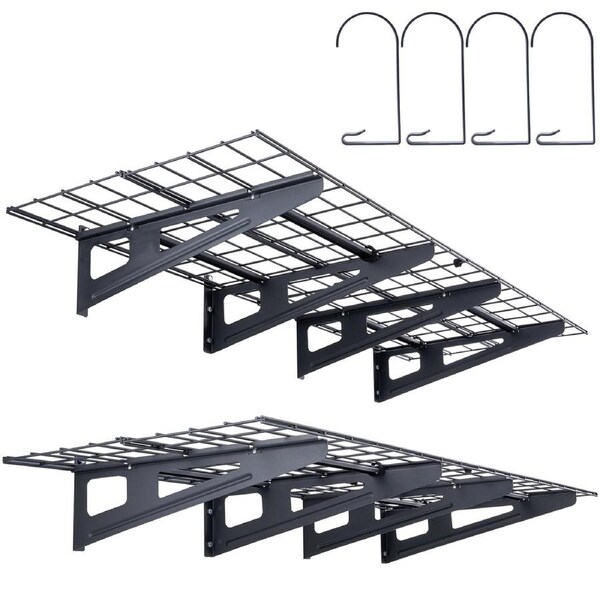 Garage Storage Shelving, 2 Pack, 183 x 61 cm Heavy Duty Garage Shelves Wall Mounted, 454 kg Load Capacity(Total) Garage Storage Rack Floating Shelves, Suitable for Shop, Shed, Garage